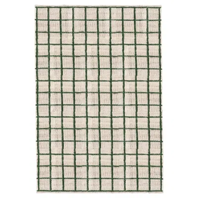 Pre-owned Layered Strata Jute Rug In Green By , Scandinavian Handmade Design