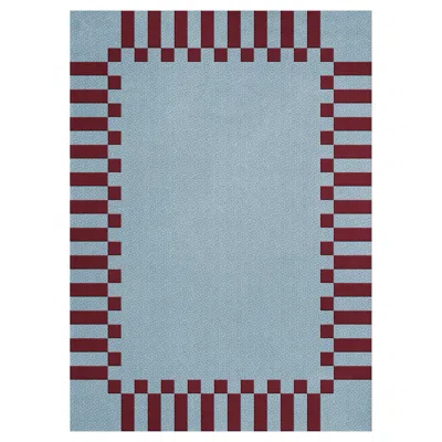 Pre-owned Layered Teklan Frame Wool Rug In Mulberry Sky Blue, By , Scandinavian Design In Purple
