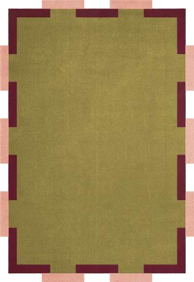 Layered Teklan Fregio Olive Blush Rug 6'7" X 9'10"