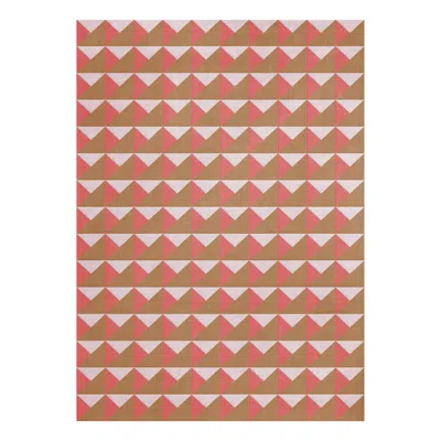 Pre-owned Layered Triangle Wool Rug In Persimmon Pink By , Hand-tufted Scandinavian Design