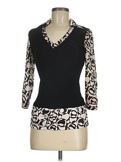 Pre-owned Layered With Love 3/4 Sleeve Top Black V-neck Tops