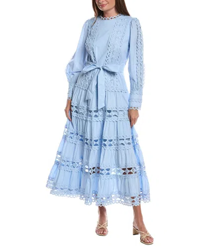 Layered With Love Embroidered Maxi Dress In Blue