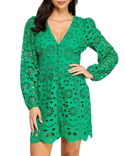 Layered With Love Eyelet V-neck Dress In Green