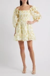 Layered With Love Floral Puff Sleeve Tiered Mini Sundress In Multi