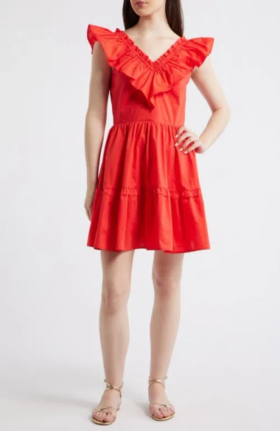 Layered With Love 'lil Alessandra Ruffle Tiered Cotton Fit & Flare Minidress In Orange