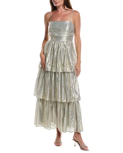 Layered With Love Lil Fernanda Ruffle Tiered Maxi Dress In Silver