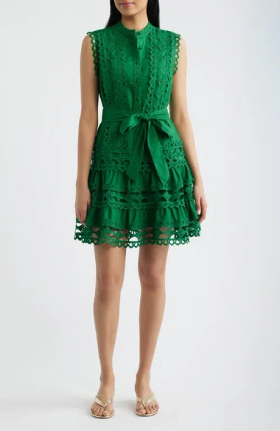 Layered With Love 'lil Lindsey Cotton Lace Minidress In Green