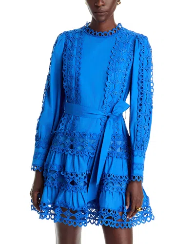 Layered With Love Linda Cotton Lace Trim Mini Dress In Blue