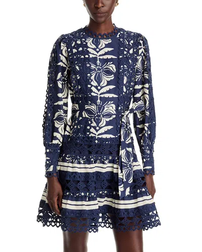 Layered With Love Linda Cotton Lace Trim Mini Dress In Blue