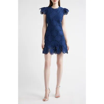 Layered With Love Lizzie Broderie Anglaise Minidress In Blue
