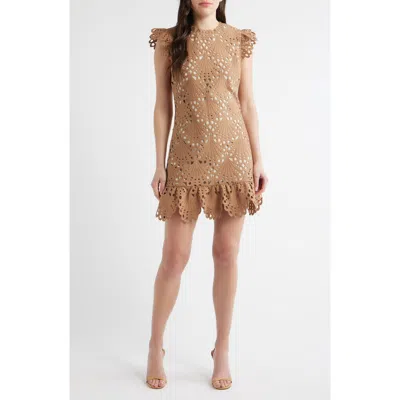 Layered With Love Lizzie Broderie Anglaise Minidress In Brown