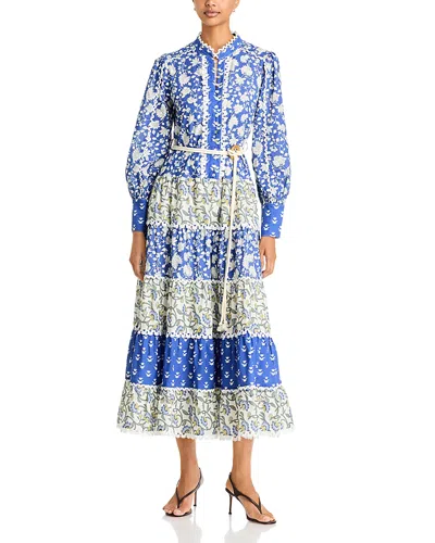 Layered With Love L'oire Cotton Mixed Print Maxi Dress In Blue