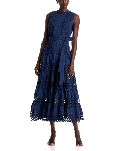 Layered With Love London Embroidered Eyelet Maxi Dress In Animal Print