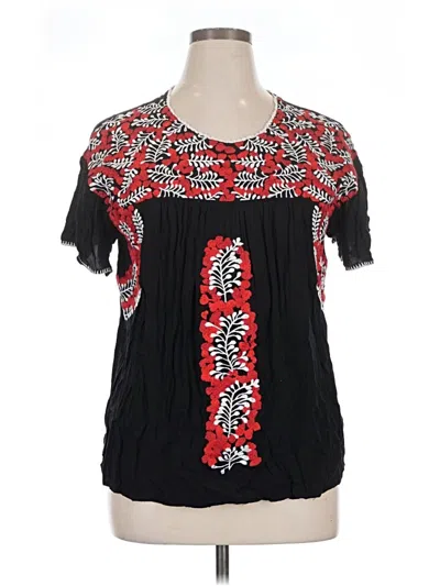 Pre-owned Layered With Love Short Sleeve Blouse In Black