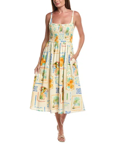 Layered With Love Sleeveless Linen-blend Midi Dress In White