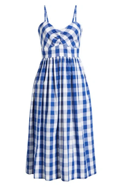 Layered With Love Treeza Gingham Midi Sundress In Blue/white