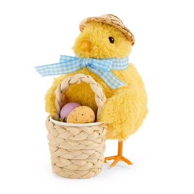 Layerings Chick With Egg Basket Easter Tabletop Decor In Yellow