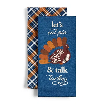 Layerings Eat Pie Talk Turkey 2-pc. Kitchen Towel Set In Blue