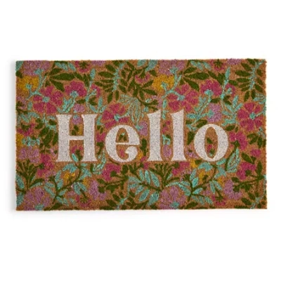 Layerings Floral Hello Coir Doormat In Multi