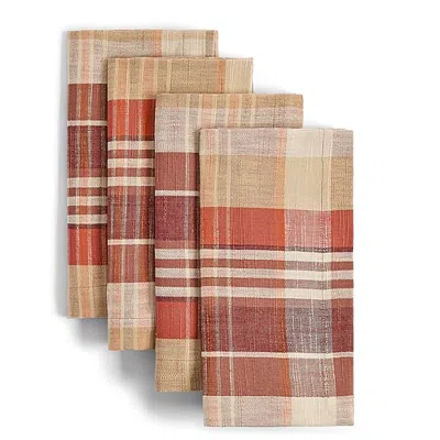 Layerings Layering Harvest Heirloom Plaid 4-pc. Napkins In Orange