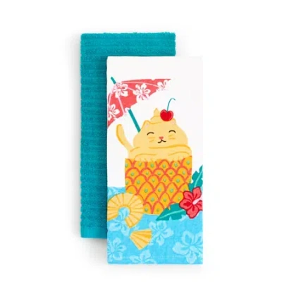 Layerings Pineapple Cat 2-pc. Kitchen Towel Set In Multi