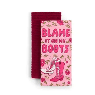 Layerings Summer Boots 2-pc. Kitchen Towel Set In Burgundy