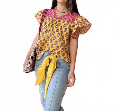 Layerz Clothing Alura Embroidered Top In Yellow