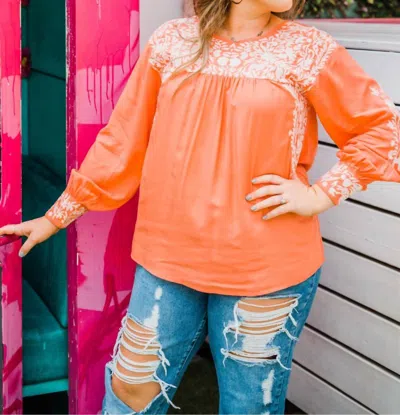 Layerz Clothing Aubrey Long Sleeve Top In Orange