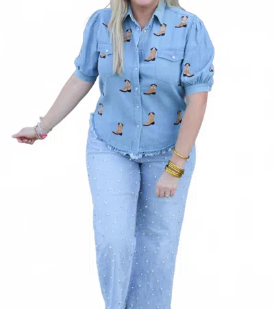 LAYERZ CLOTHING BAILEY DENIM TOP IN BURNT ORANGE