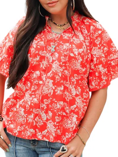 Layerz Clothing Bell Short Sleeve Top In Red