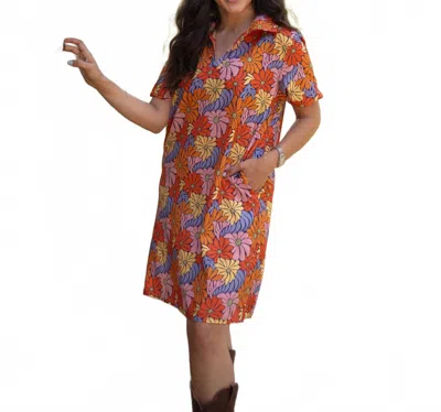 Layerz Clothing Bella Floral Midi Dress In Orange Multi In Brown