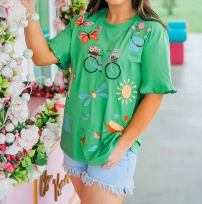 Layerz Clothing Blossom Short Sleeve Tee In Green