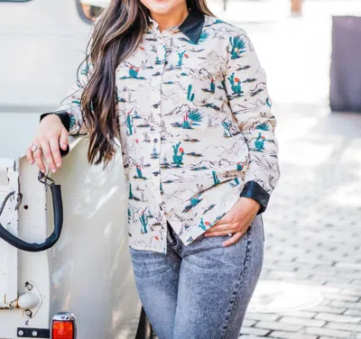 Layerz Clothing Britton Button Up Top In Beige In White
