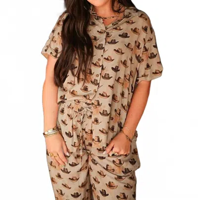 Layerz Clothing Calamity Short Sleeve Top In Tan In Neutral