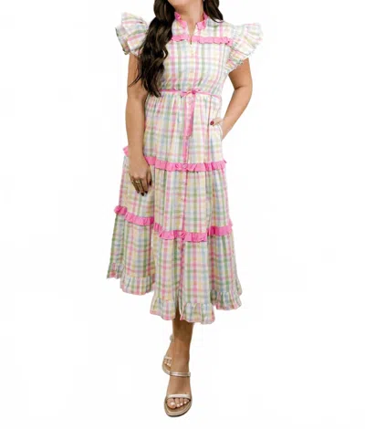 Layerz Clothing Caroline Dress In Pink Plaid Pastel In Multi