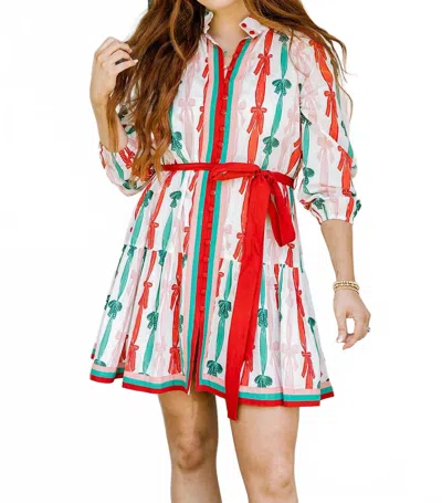 Layerz Clothing Cassidy Bow Dress In White In Multi