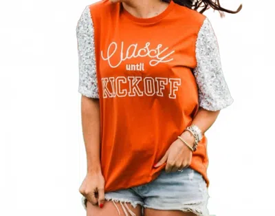 Layerz Clothing Classy Until Kick Off Top In Burnt Orange