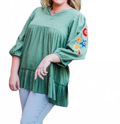 Layerz Clothing Colette Peplum Top In Green