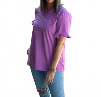 Layerz Clothing Cross Short Sleeve Tee In Purple