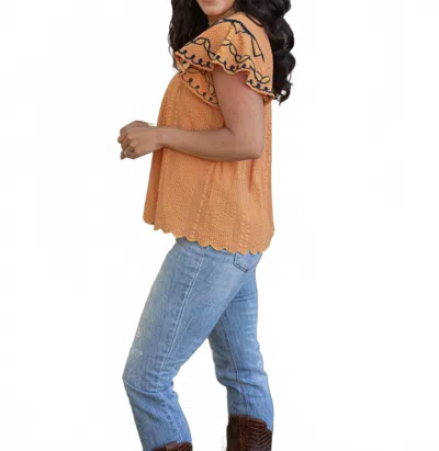 Layerz Clothing Darcy Tiered Sleeve Top In Orange In Brown