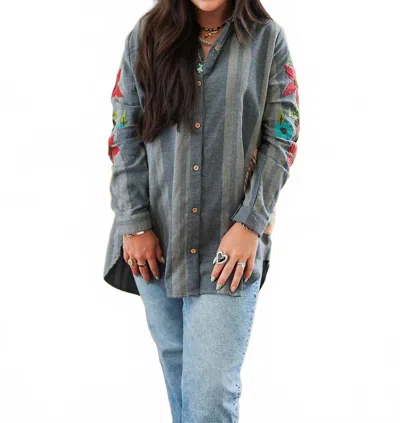 Layerz Clothing Diane Long Sleeve Top In Blue