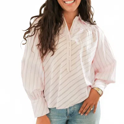 Layerz Clothing Dolly Whisper Top In Pink Stripe