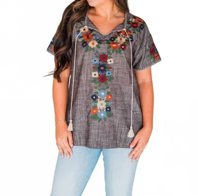 Layerz Clothing Elise Short Sleeve Top In Grey In Gray