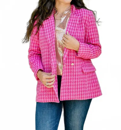 Layerz Clothing Elle Tweed Blazer In Pink