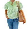 Layerz Clothing Ellis Eyelet Top In Green In Green