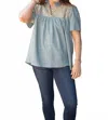 Layerz Clothing Embroidered Ruffle Collar Top In Multi In Gray