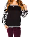 Layerz Clothing Embroidered Sleeve Blouse In Black