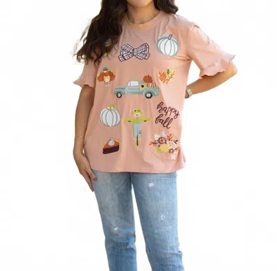 Layerz Clothing Festive Fall Tee In Pink
