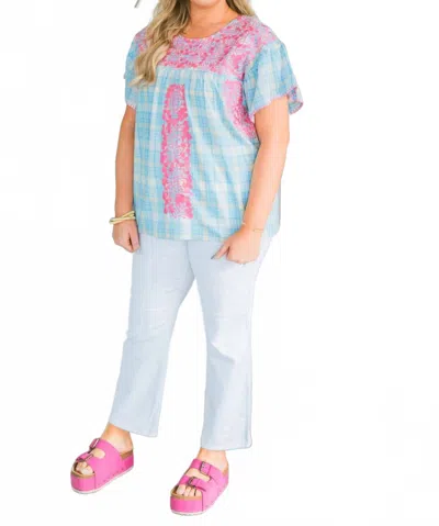 Layerz Clothing Kymberly Gingham Top In Blue