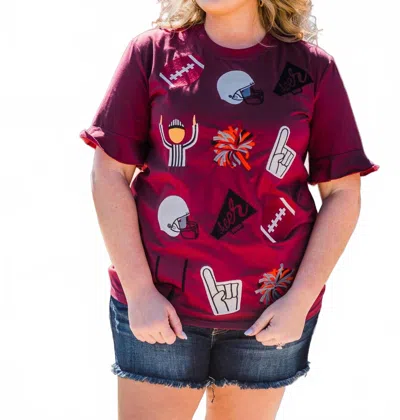 Layerz Clothing Friday Night Lights Tee In Maroon In Burgundy